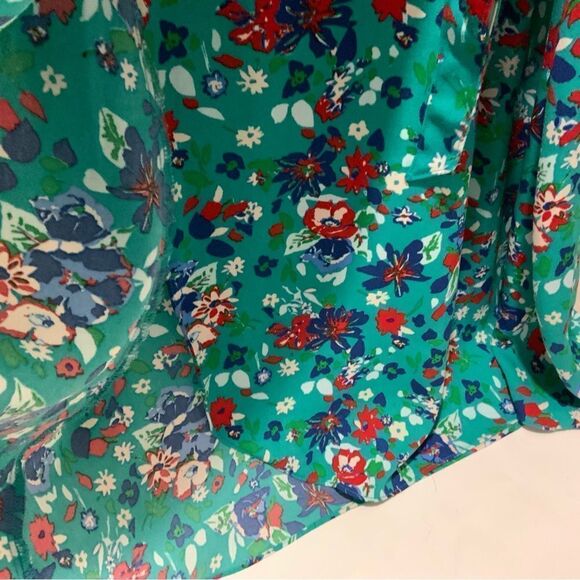 J CREW Teal Green Floral Print Crepe Wrap Dress sz 4 - Picture 9 of 14